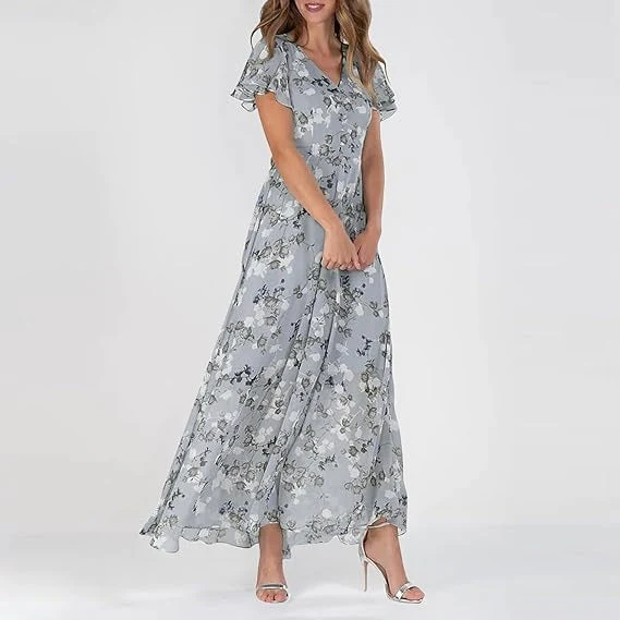 Agnieszka | Formalna sukienka maxi damska z kwiatowym nadrukiem - Image 11