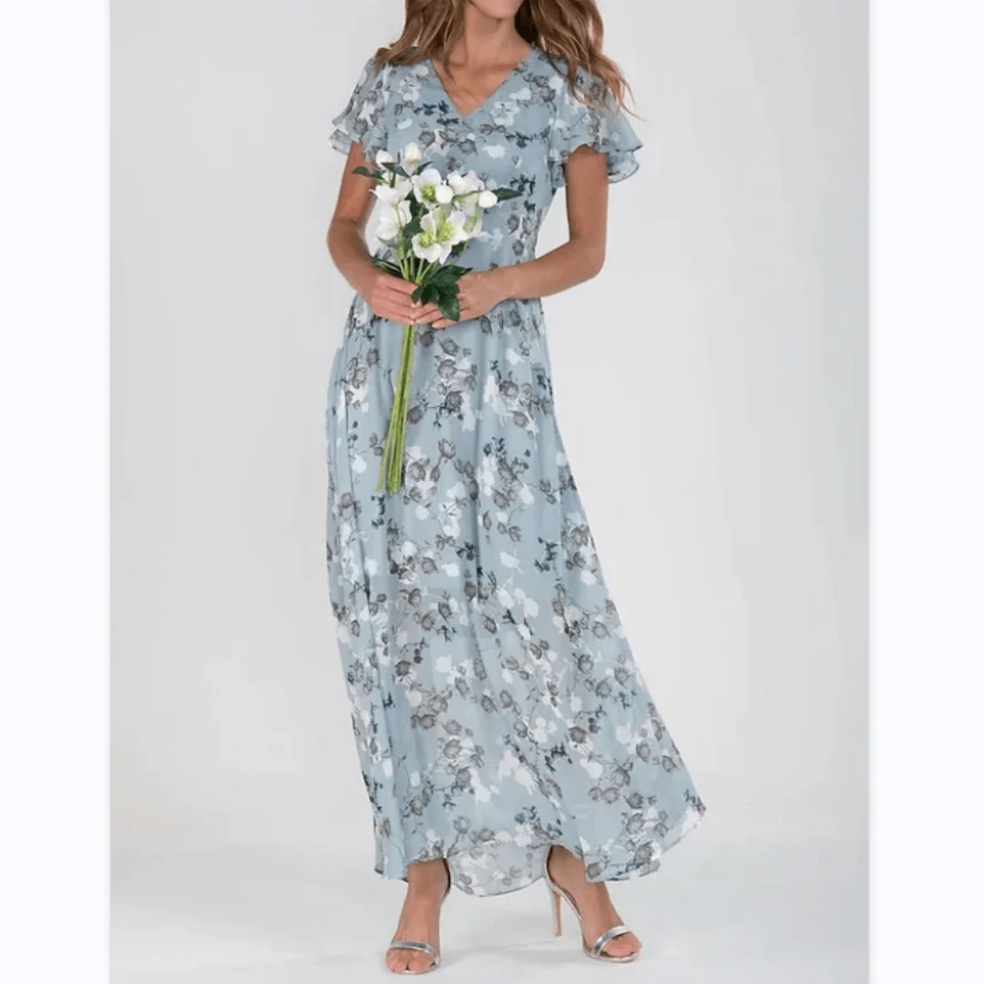 Agnieszka | Formalna sukienka maxi damska z kwiatowym nadrukiem - Image 6