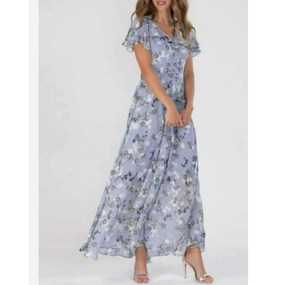 Agnieszka | Formalna sukienka maxi damska z kwiatowym nadrukiem - Image 8