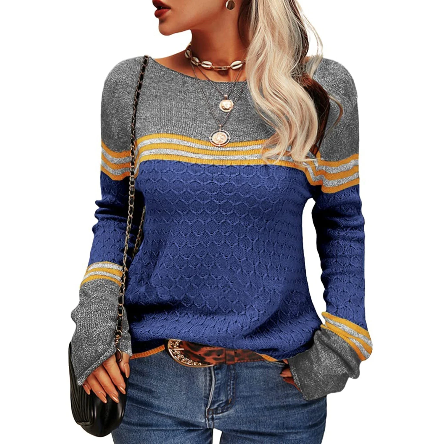 Agnieszka | Sweter damski w paski - Image 11