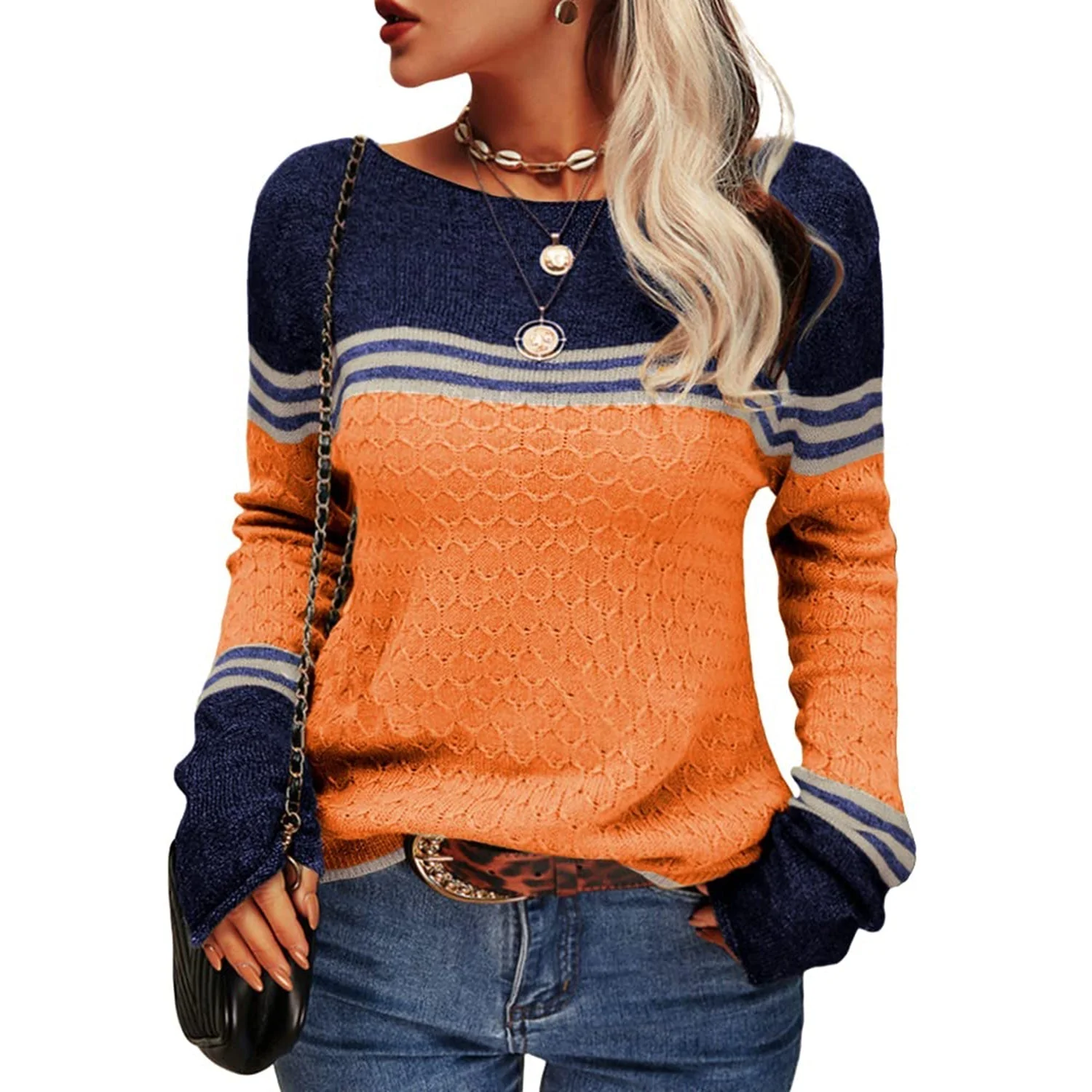 Agnieszka | Sweter damski w paski - Image 12