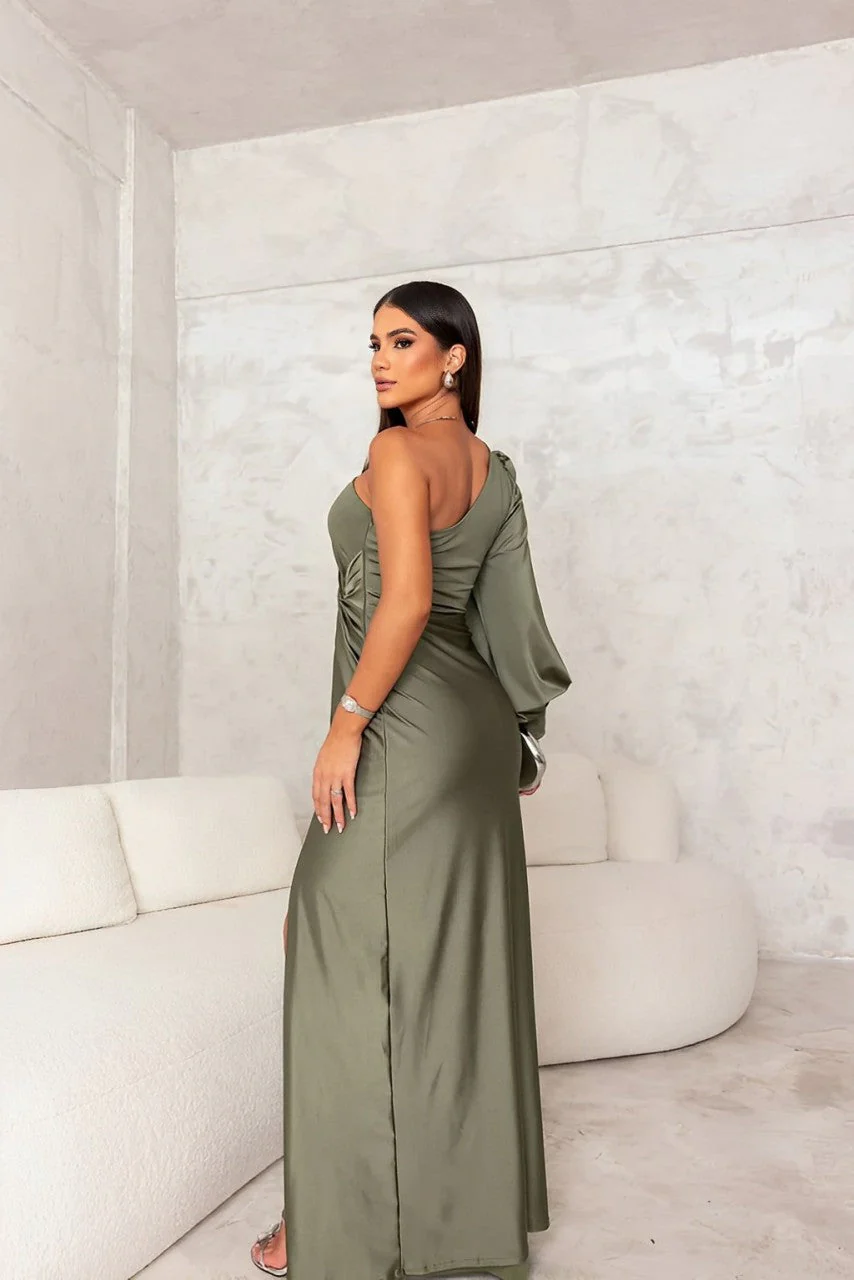 Asymetryczna sukienka one shoulder z rozcięciem - Image 11