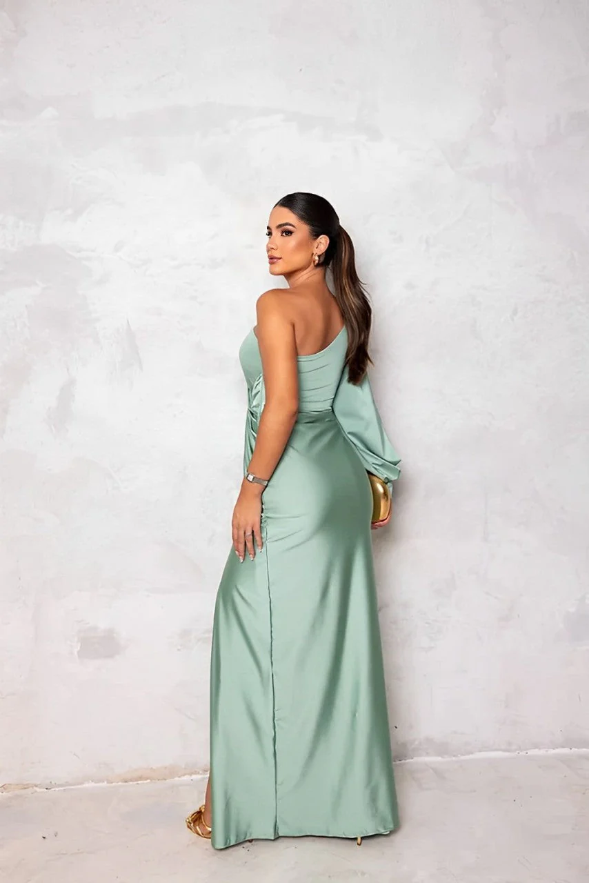 Asymetryczna sukienka one shoulder z rozcięciem - Image 7