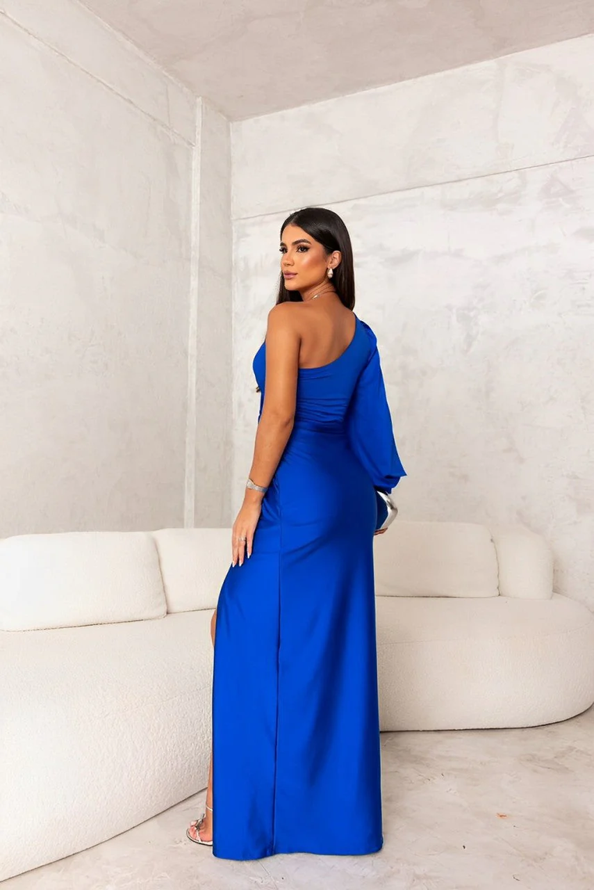 Asymetryczna sukienka one shoulder z rozcięciem - Image 9