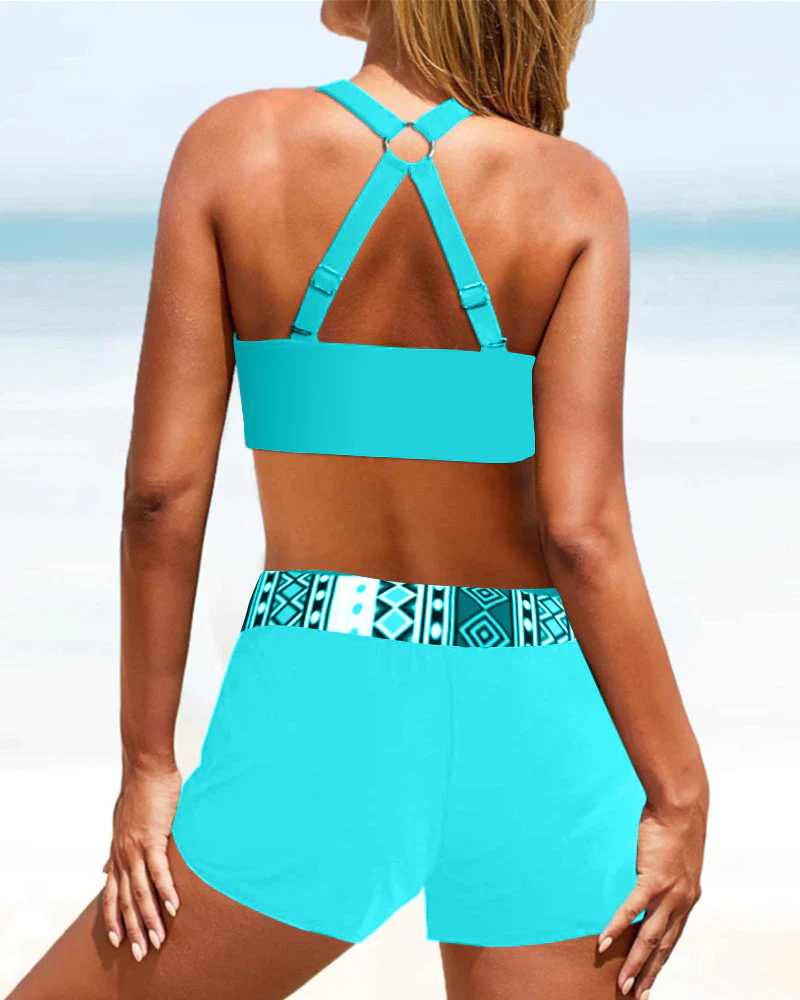 Bogumiła | Bikini damskie z wysokim stanem w geometryczny wzór - Image 6