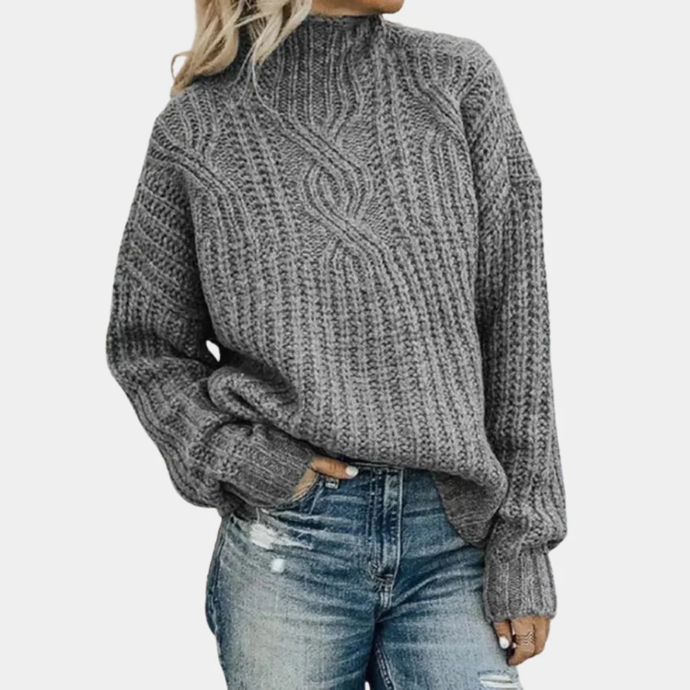 Celina | Gruby sweter damski zimowy z golfem oversize - Image 3