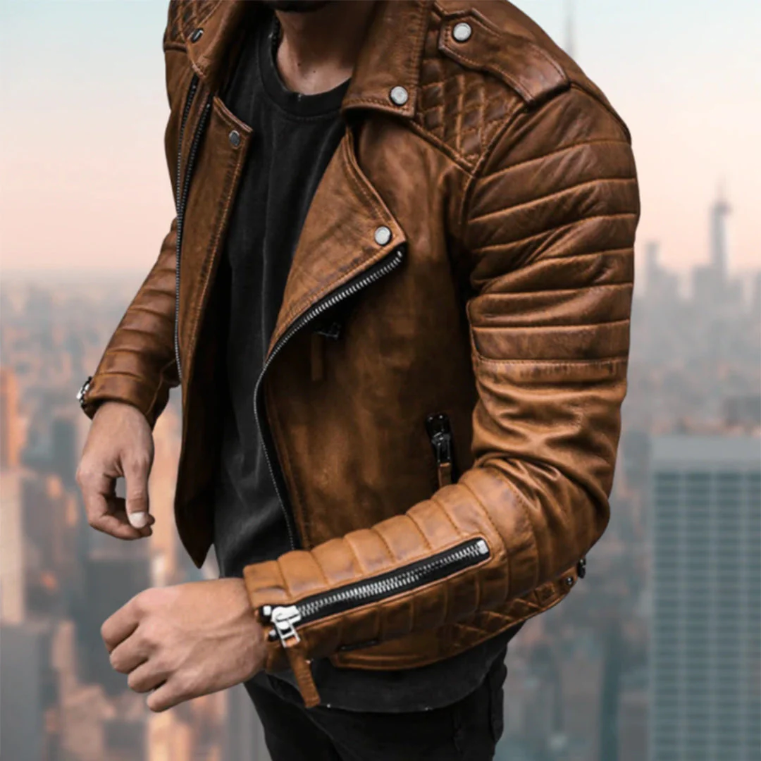 Cruz | Kurtka skórzana męska jesień typu biker - Image 3