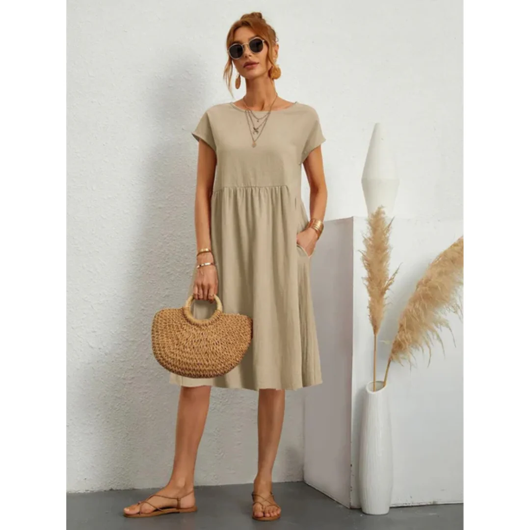 Eliza | Elegancka sukienka midi damska z krótkim rękawem - Image 2