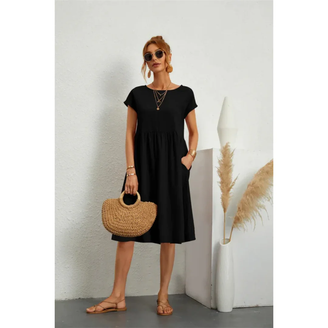 Eliza | Elegancka sukienka midi damska z krótkim rękawem - Image 3