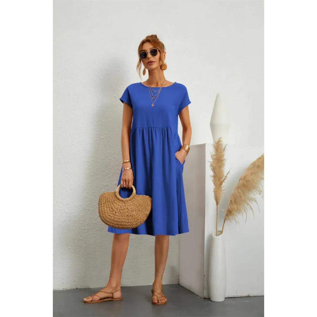 Eliza | Elegancka sukienka midi damska z krótkim rękawem - Image 5