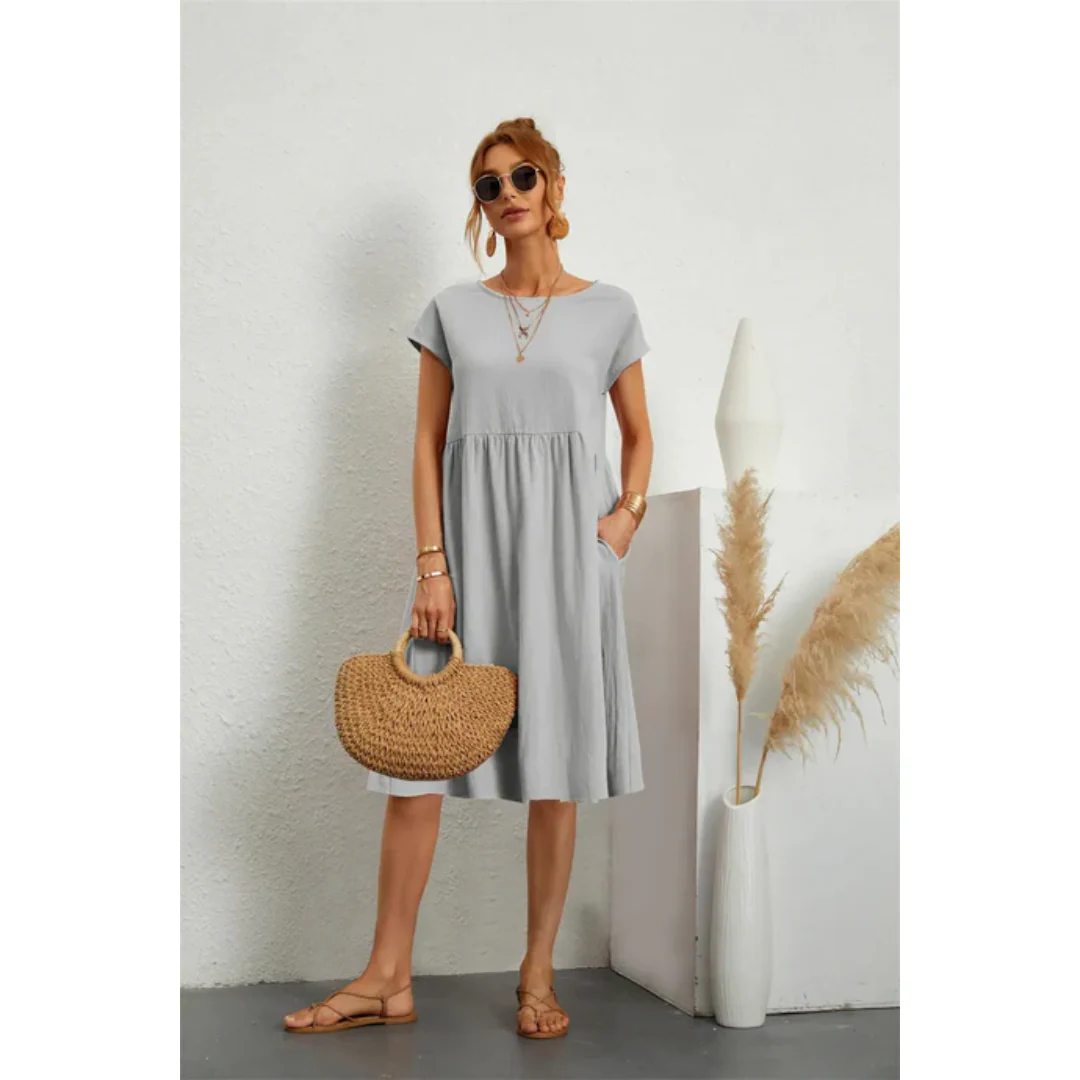 Eliza | Elegancka sukienka midi damska z krótkim rękawem - Image 6