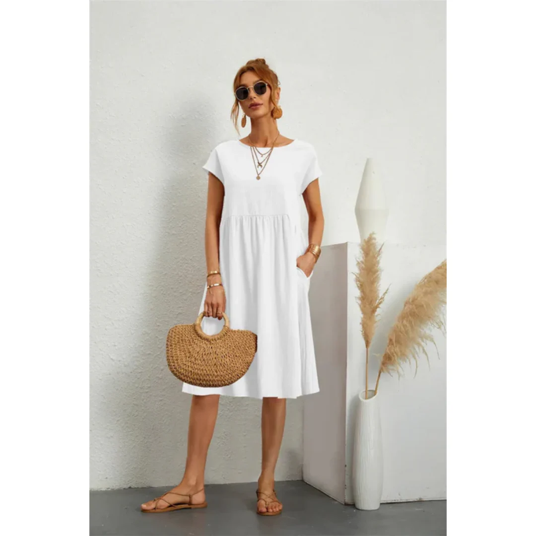 Eliza | Elegancka sukienka midi damska z krótkim rękawem - Image 7