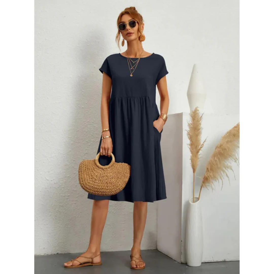 Eliza | Elegancka sukienka midi damska z krótkim rękawem - Image 8