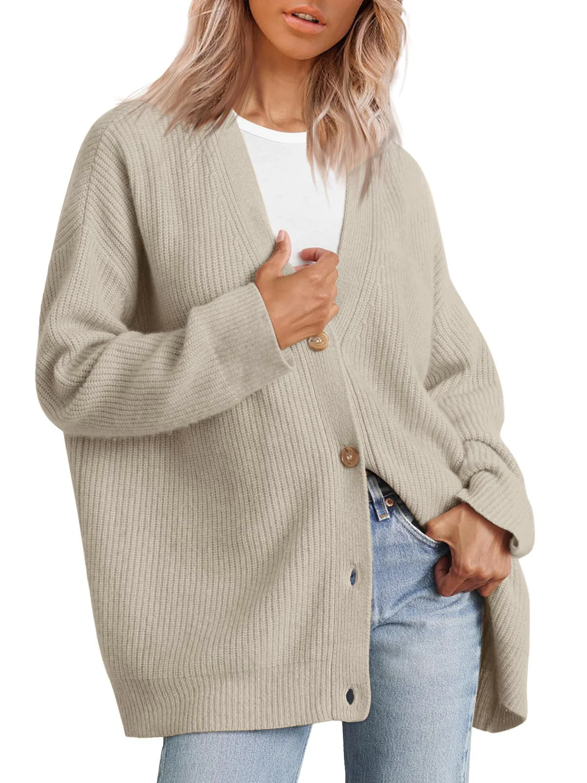 Elwira | Kardigan damski oversize w paski - Image 8