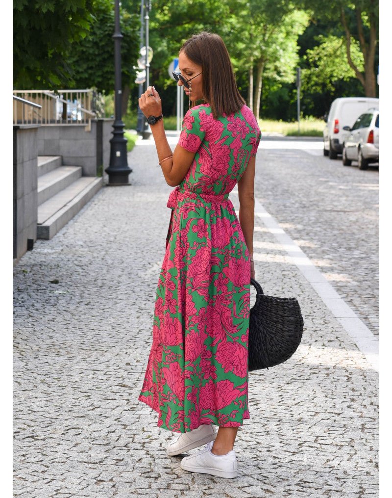Izabela | Sukienka midi kopertowa damska z nadrukiem - Image 7
