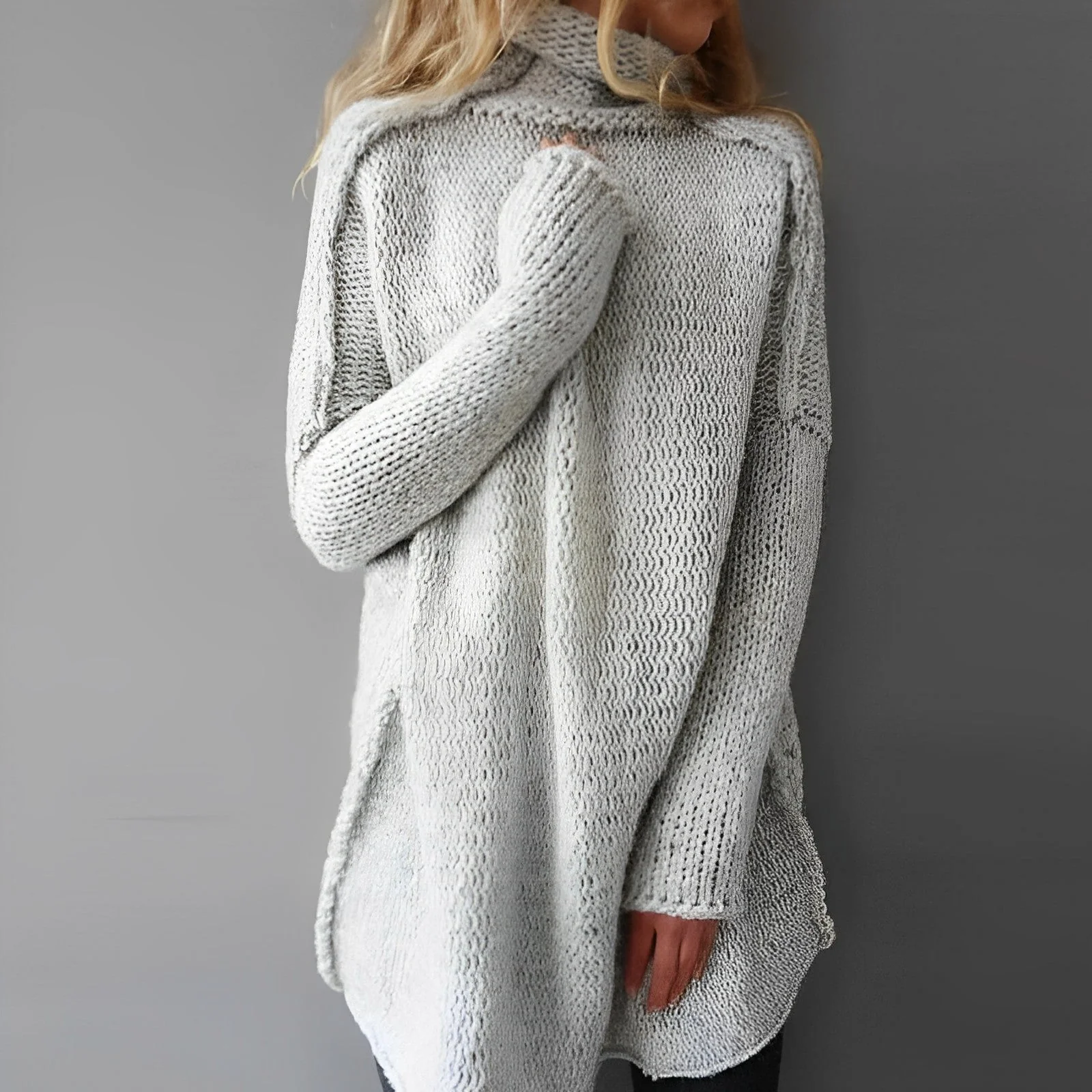 Jagna | Sweter damski zimowy oversize z golfem - Image 2