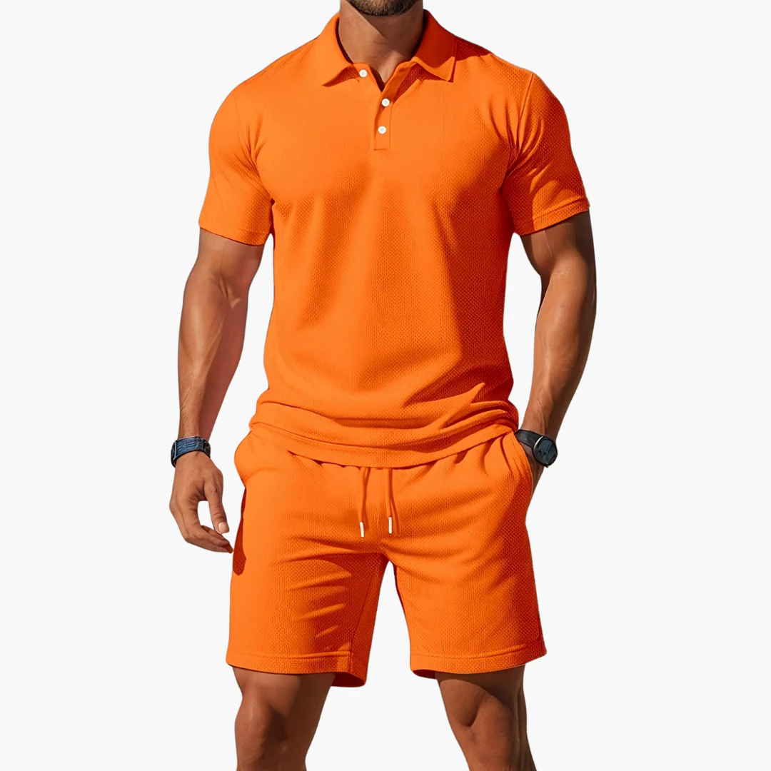 Jakub | Casualowy zestaw męski polo z krótkim rękawem i szorty z regulowanym sznurkiem - Image 3