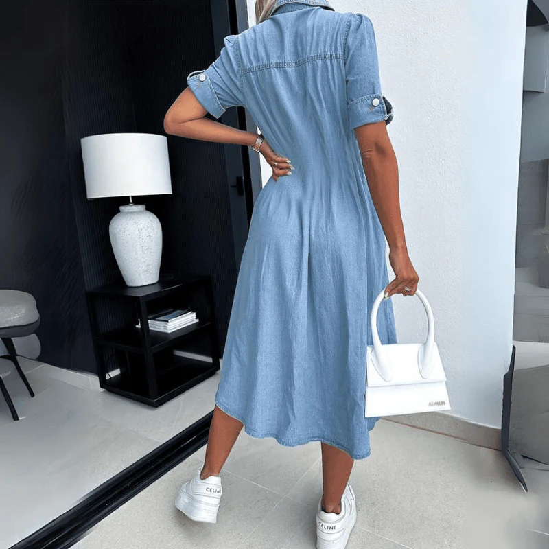 Joanna | Sukienka midi damska z denimu - Image 2
