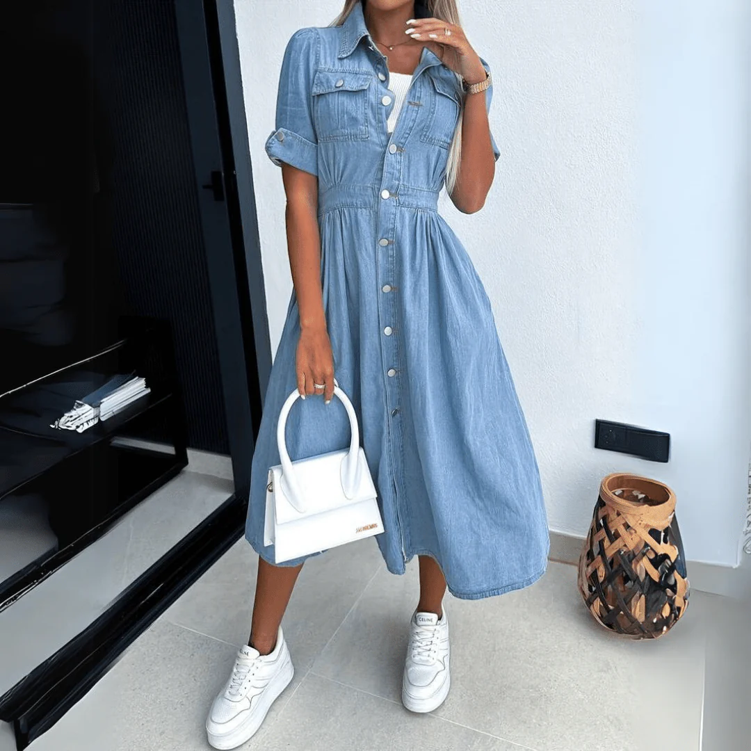 Joanna | Sukienka midi damska z denimu - Image 4