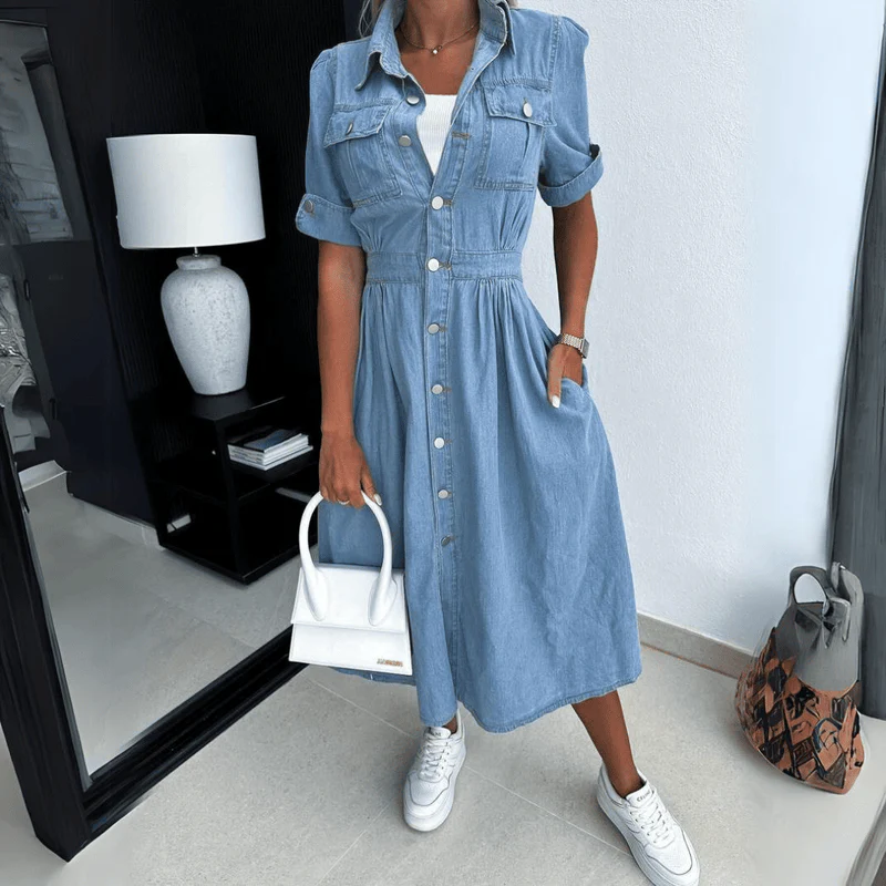 Joanna | Sukienka midi damska z denimu - Image 5