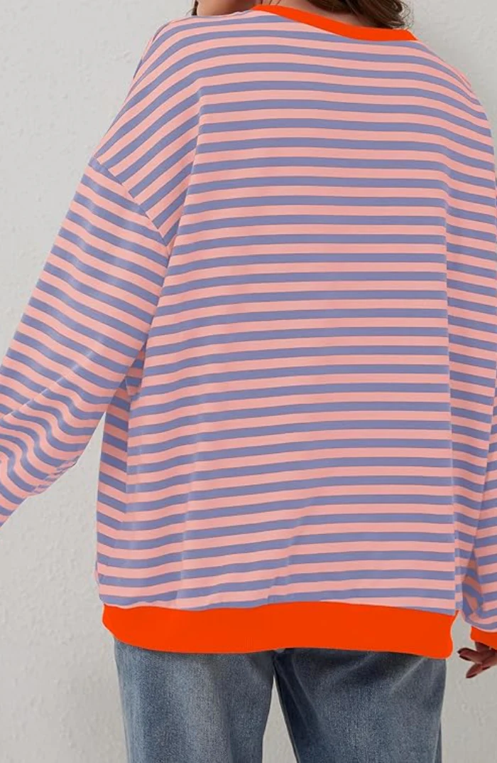Klaudia | Oversize sweter damski w paski - Image 9