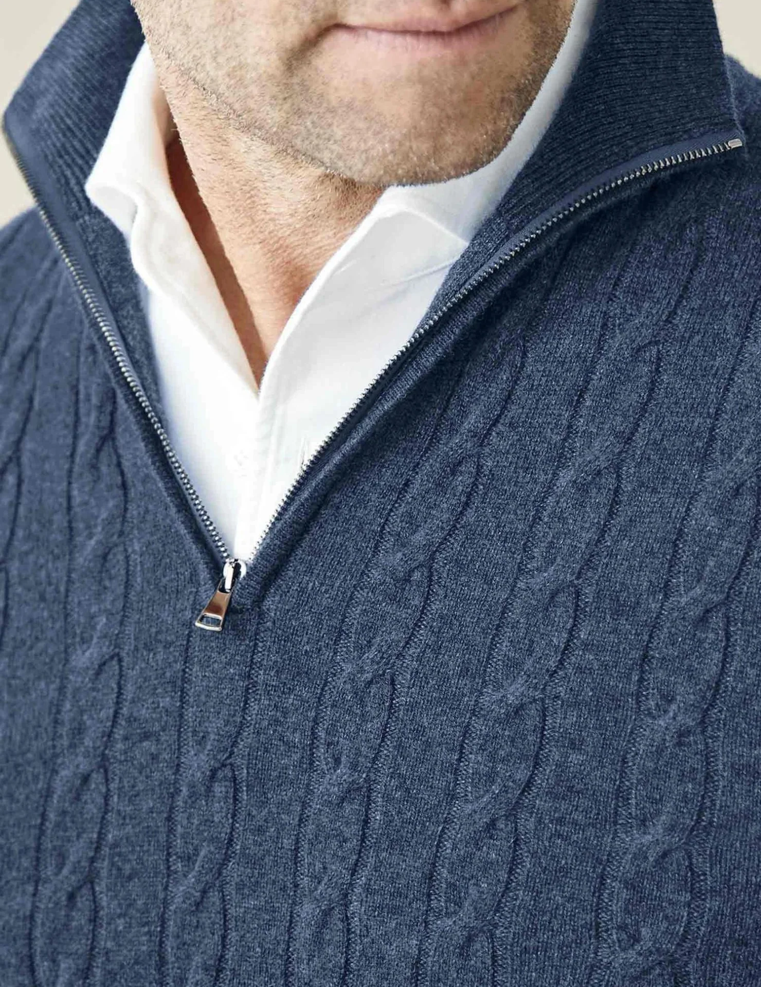 Leonard | Sweter męski z warkoczowym splotem i zamkiem - Image 2