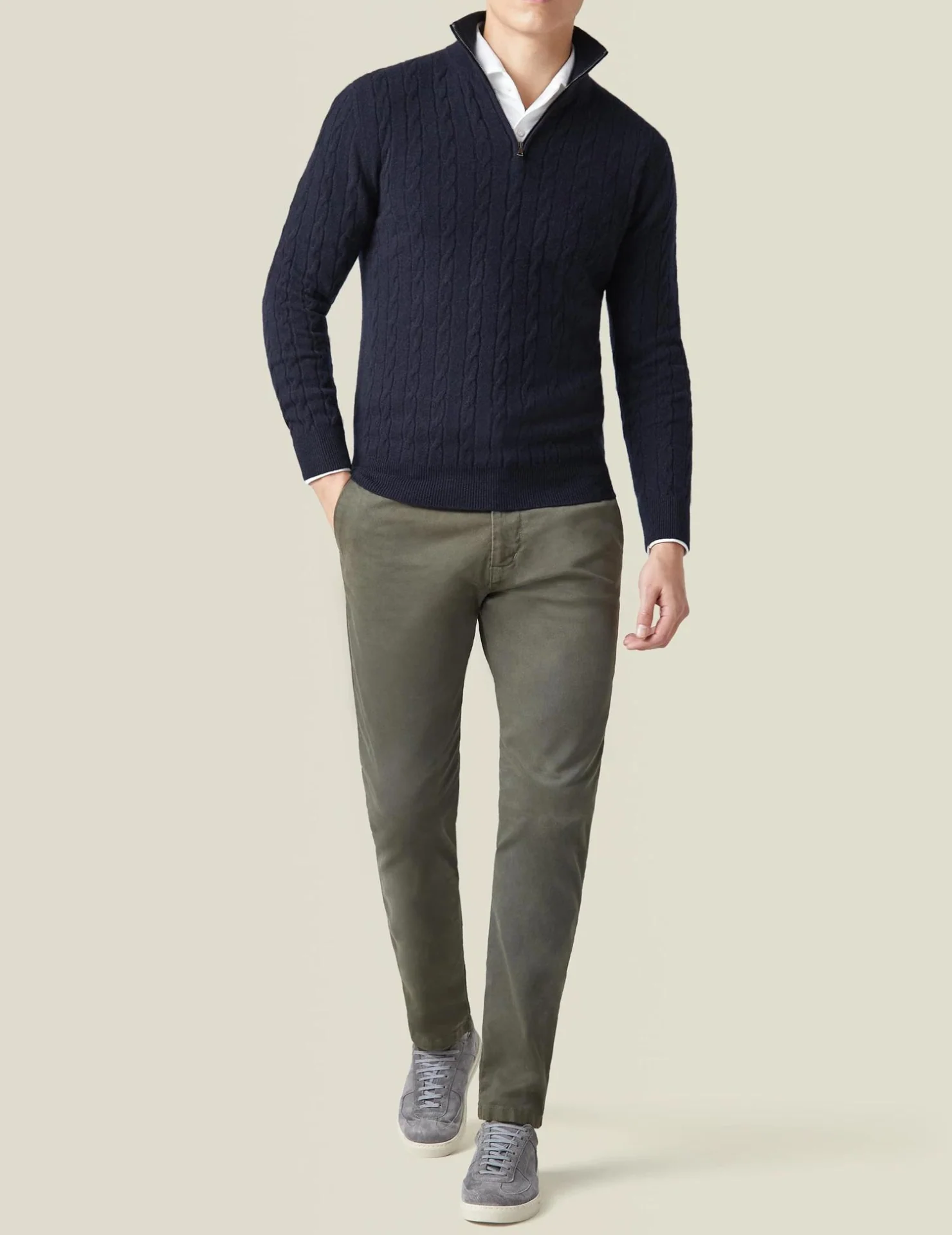 Leonard | Sweter męski z warkoczowym splotem i zamkiem - Image 3