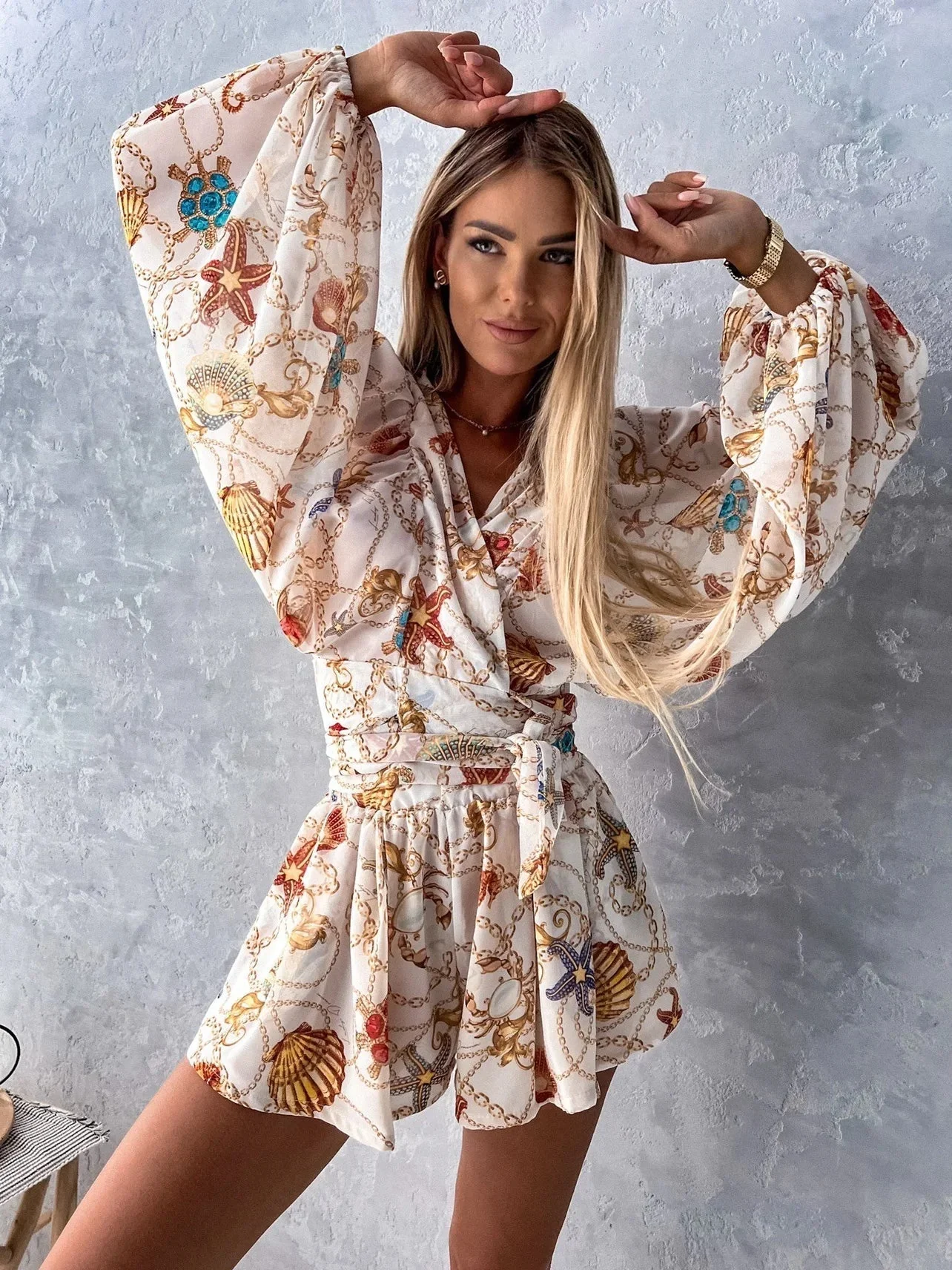 Letni komplet boho z dekoltem V i luźnym krojem - Image 5