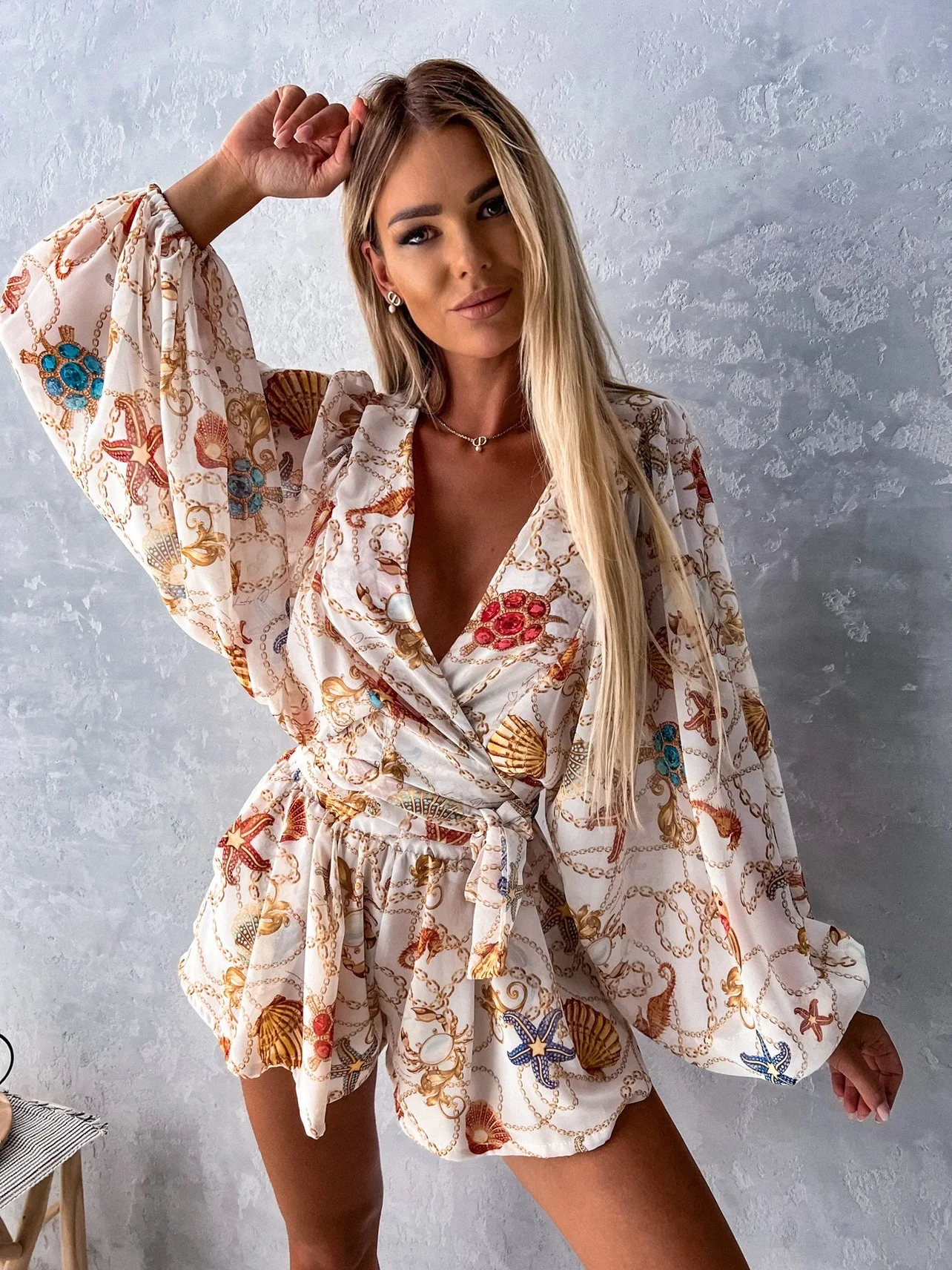 Letni komplet boho z dekoltem V i luźnym krojem - Image 6
