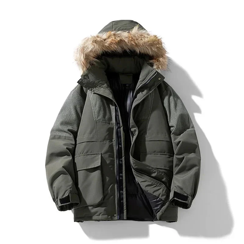 Mateusz | Oversize parka zimowa męska z futrzanym kołnierzem