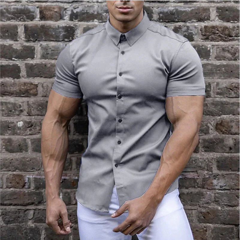 Michał | Koszula męska slim fit z krótkim rękawem - Image 3