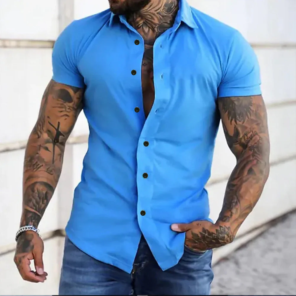 Michał | Koszula męska slim fit z krótkim rękawem - Image 4
