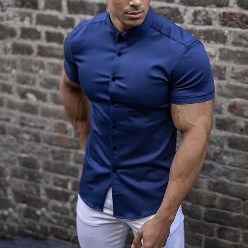 Michał | Koszula męska slim fit z krótkim rękawem - Image 5