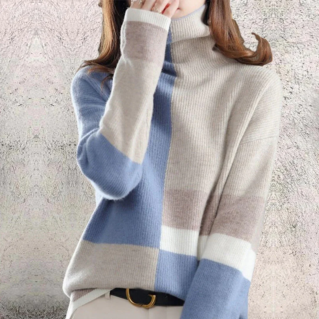Mila | Golf damski zimowy z wzorem colorblock - Image 8