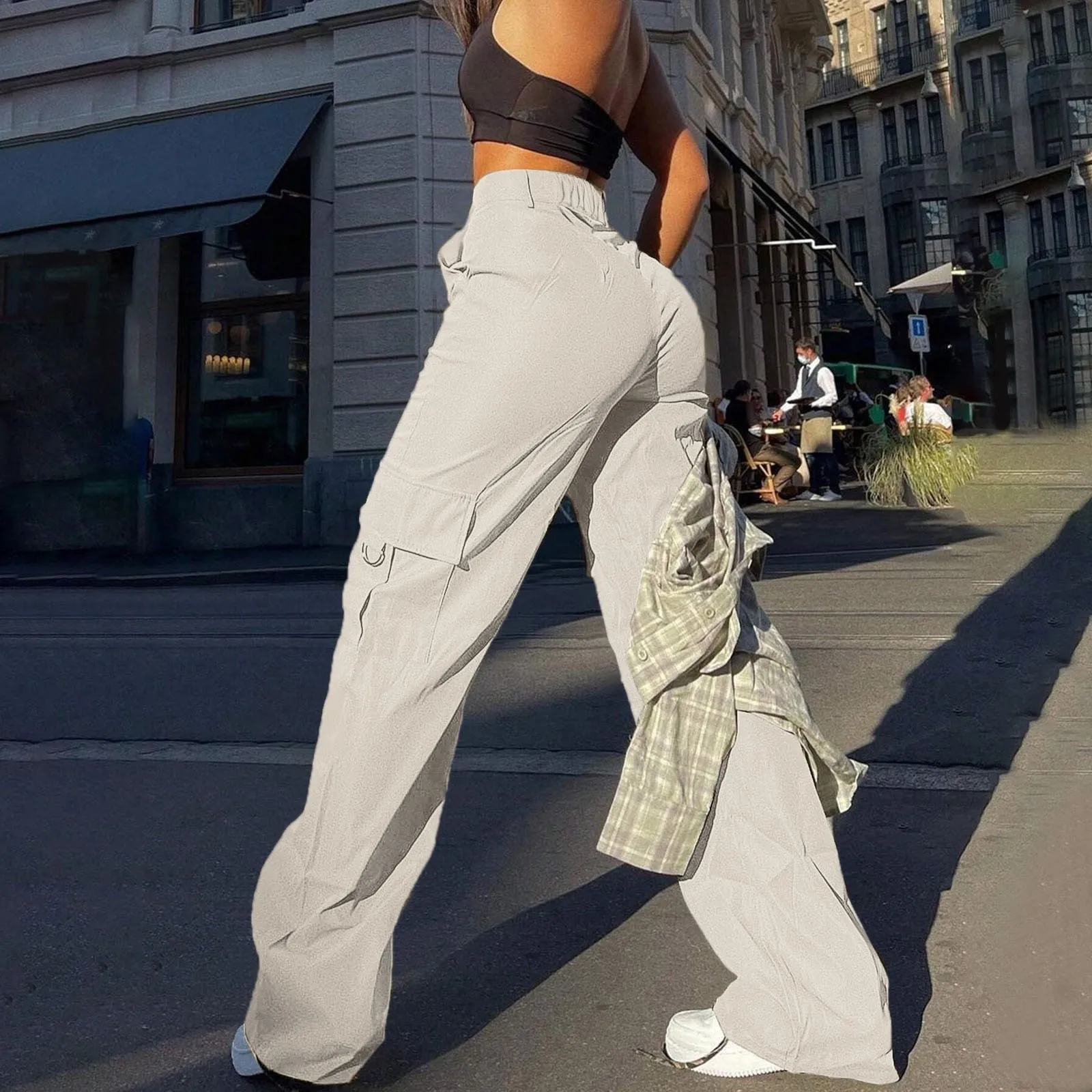 Natalia | Spodnie cargo damskie z wysokim stanem - Image 3