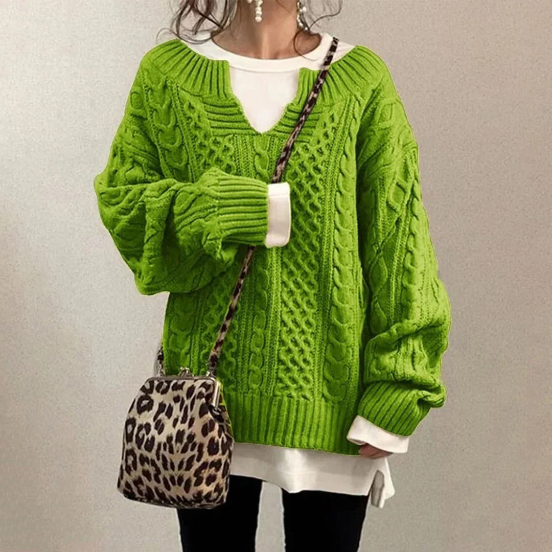 Nina | Sweter damski zimowy oversize w kablowym splocie - Image 6