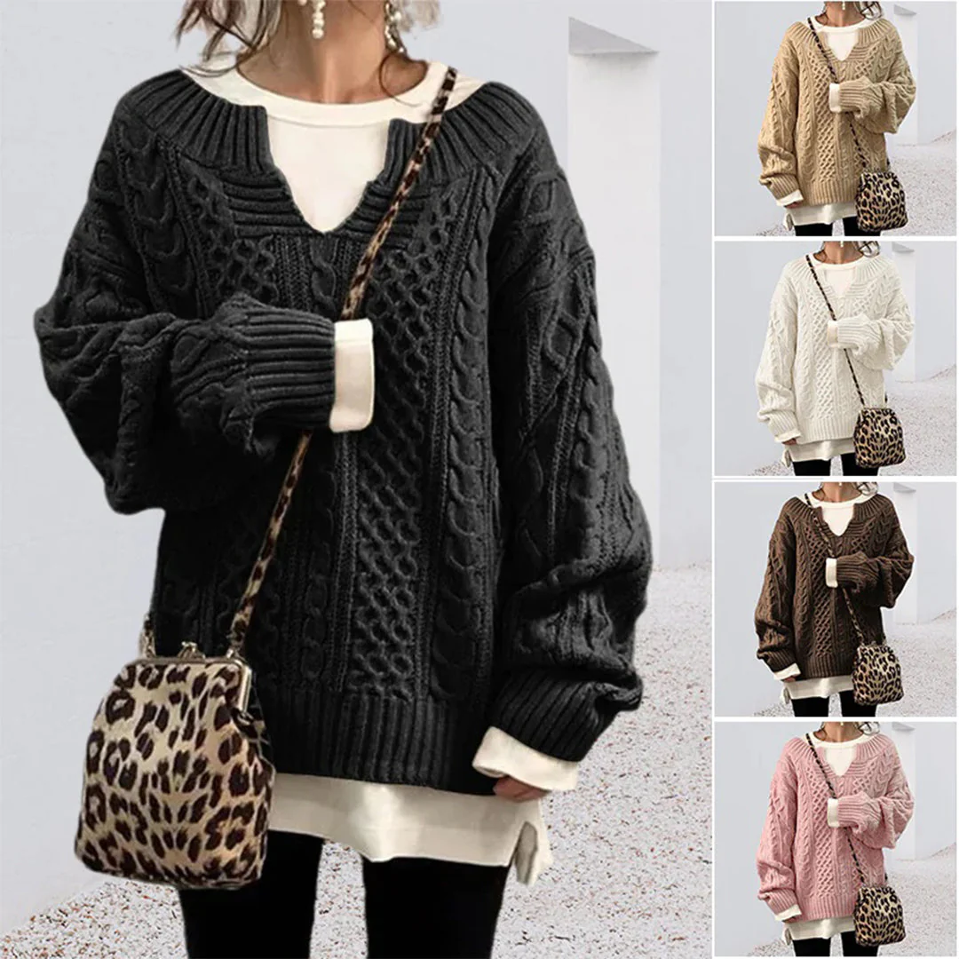 Nina | Sweter damski zimowy oversize w kablowym splocie - Image 7