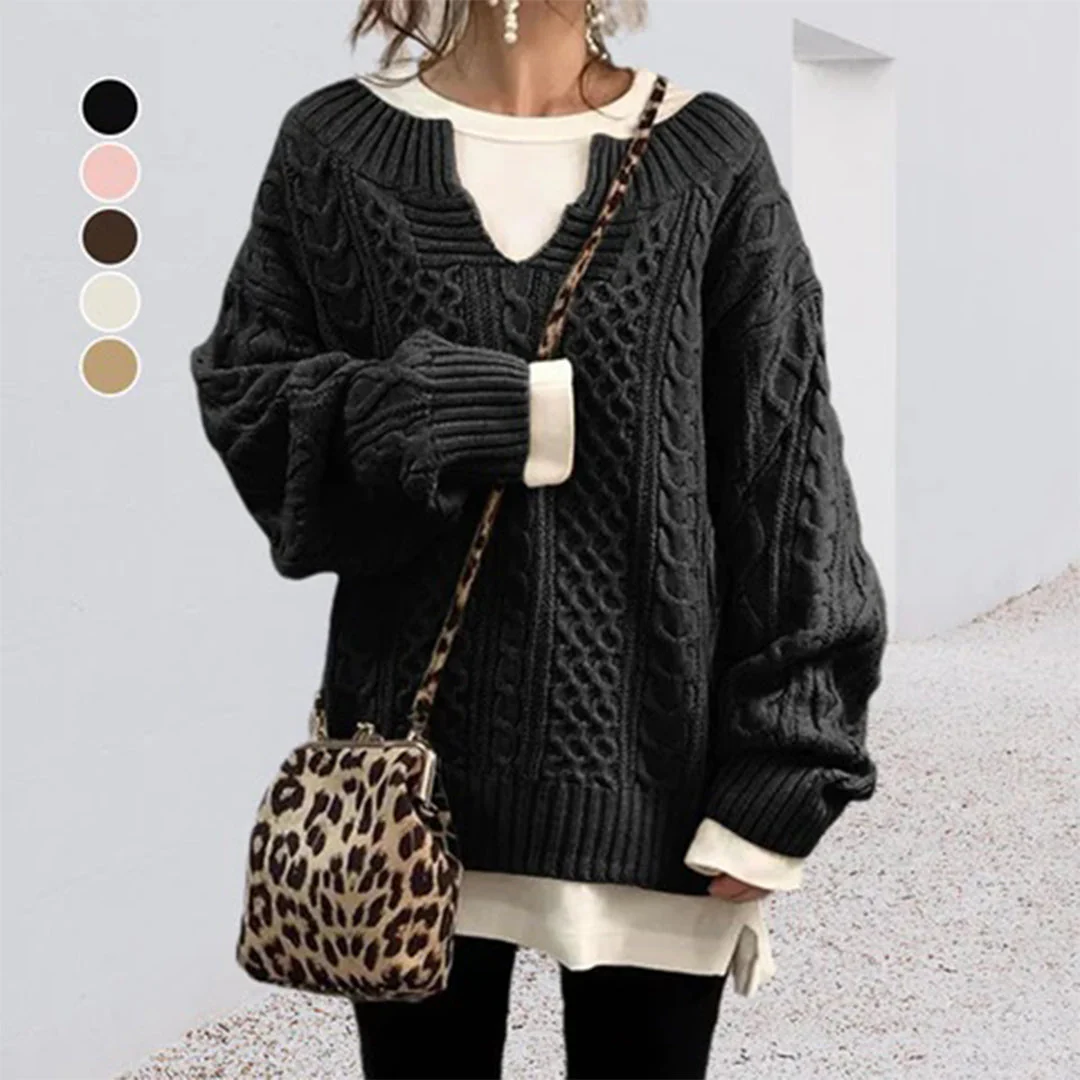 Nina | Sweter damski zimowy oversize w kablowym splocie - Image 8