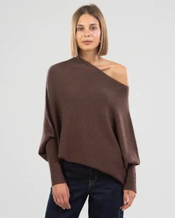 Patrycja | Oversize sweter damski z dekoltem w łódkę - Image 5