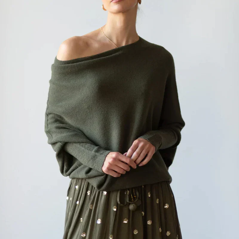 Patrycja | Oversize sweter damski z dekoltem w łódkę - Image 6