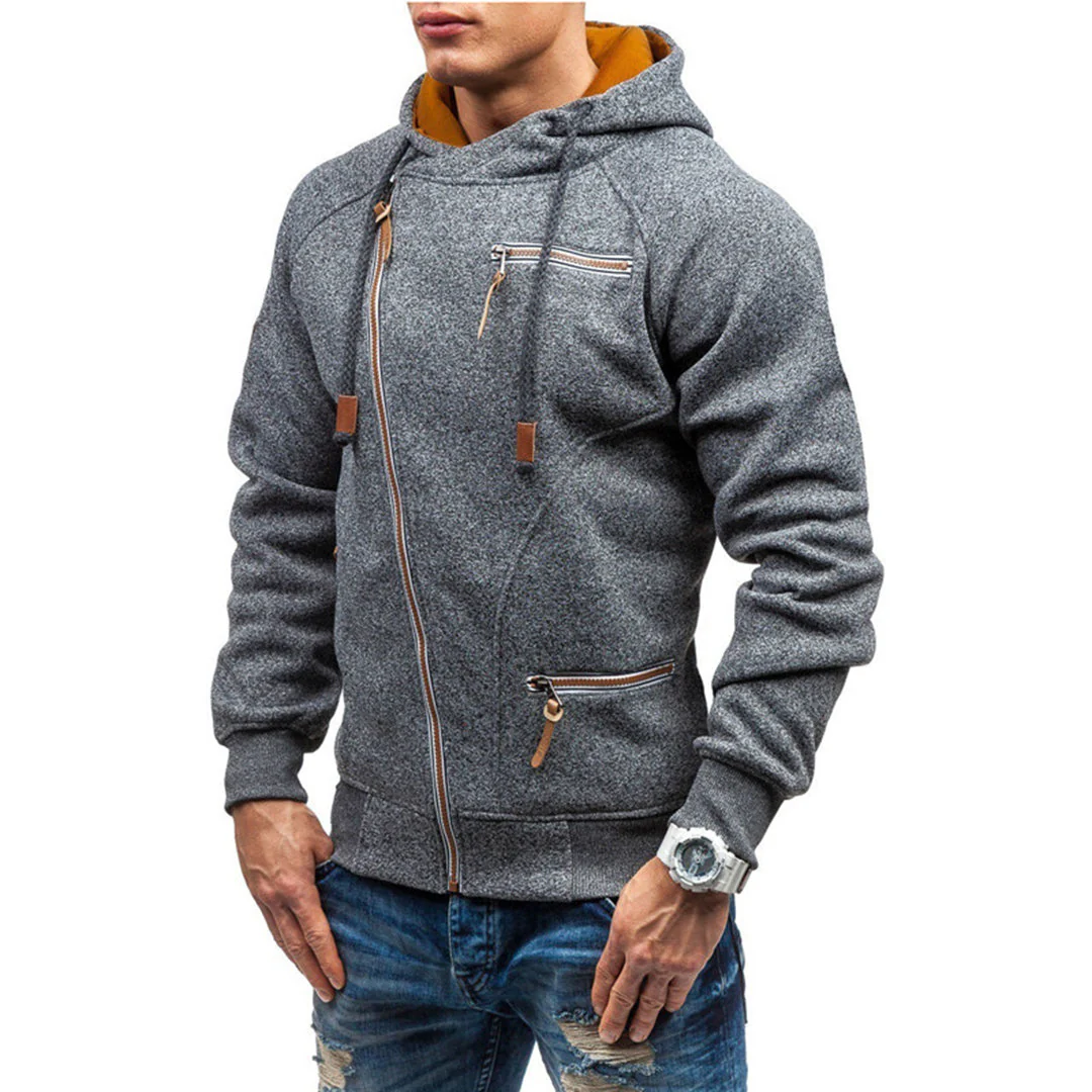Paul | Bluza męska zimowa z kapturem i skośnym zamkiem - Image 3