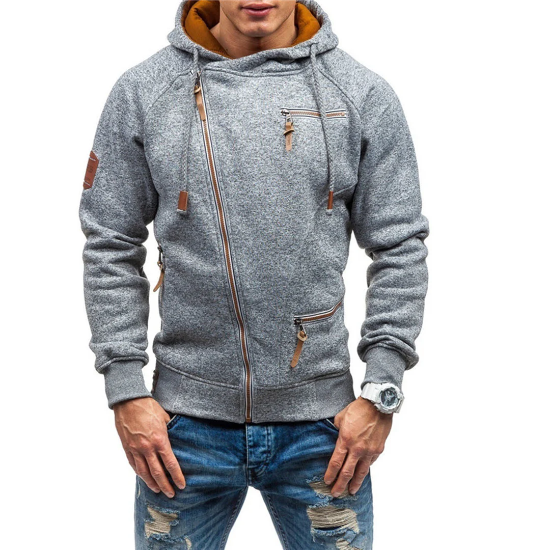 Paul | Bluza męska zimowa z kapturem i skośnym zamkiem - Image 4