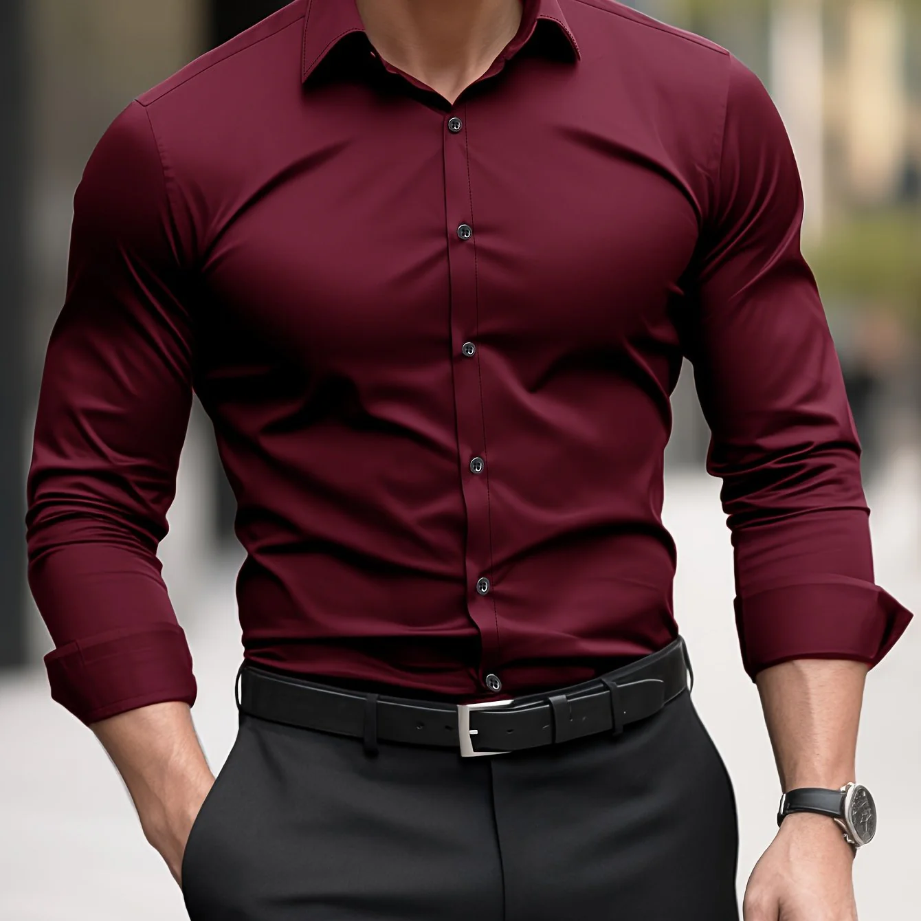 Tomasz | Koszula męska slim fit z długim rękawem - Image 3
