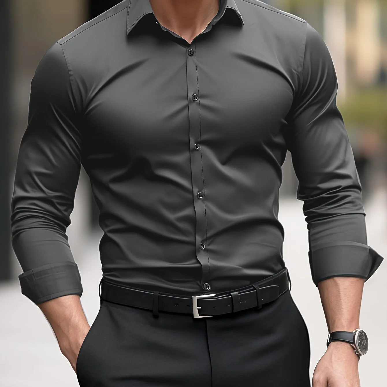 Tomasz | Koszula męska slim fit z długim rękawem - Image 4