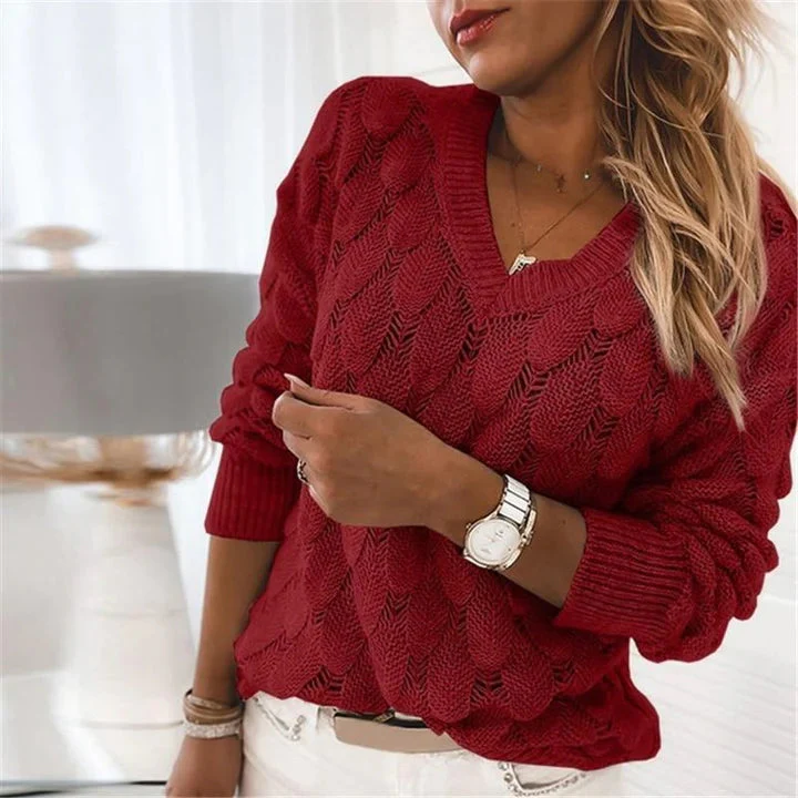 Urszula | Sweter damski z dekoltem w serek - Image 3