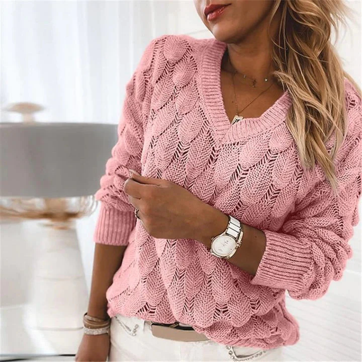 Urszula | Sweter damski z dekoltem w serek - Image 4