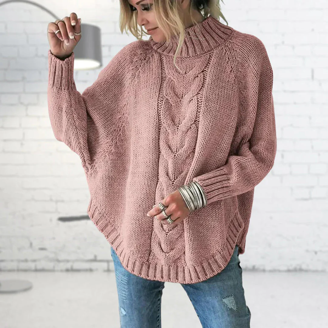 Verica | Sweter damski zimowy w grubym splocie z golfem - Image 2