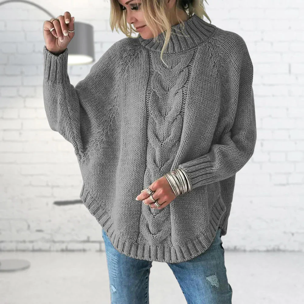 Verica | Sweter damski zimowy w grubym splocie z golfem - Image 4