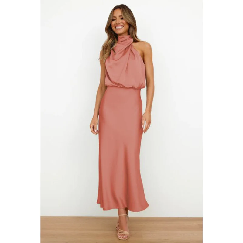 Wiktoria | Wieczorowa sukienka maxi damska z dekoltem halter - Image 4