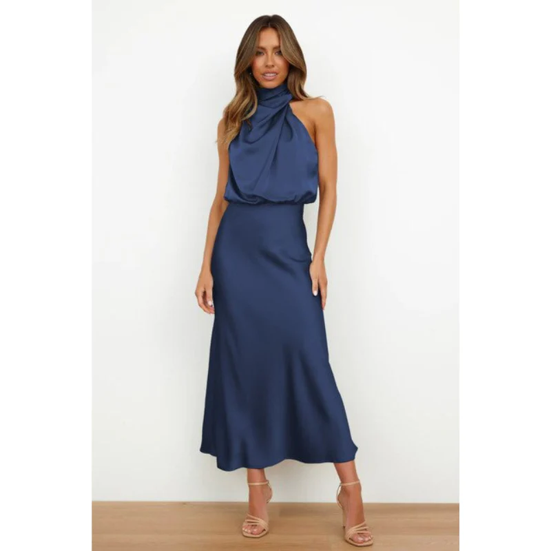 Wiktoria | Wieczorowa sukienka maxi damska z dekoltem halter - Image 5